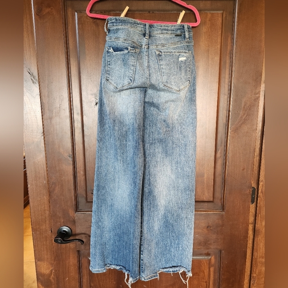 Risen Wide-leg Light Destressed Jeans *worn Once* - Picture 2 of 3